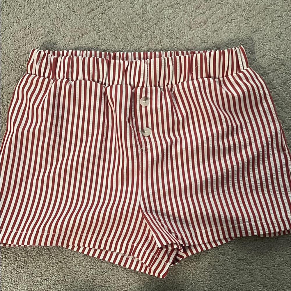 Striped Red and White Women's Shorts